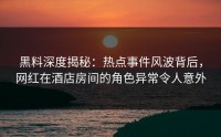 黑料深度揭秘：热点事件风波背后，网红在酒店房间的角色异常令人意外