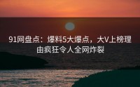 91网盘点：爆料5大爆点，大V上榜理由疯狂令人全网炸裂