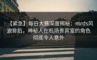 【紧急】每日大赛深度揭秘：mrds风波背后，神秘人在机场贵宾室的角色彻底令人意外