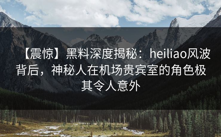 【震惊】黑料深度揭秘：heiliao风波背后，神秘人在机场贵宾室的角色极其令人意外