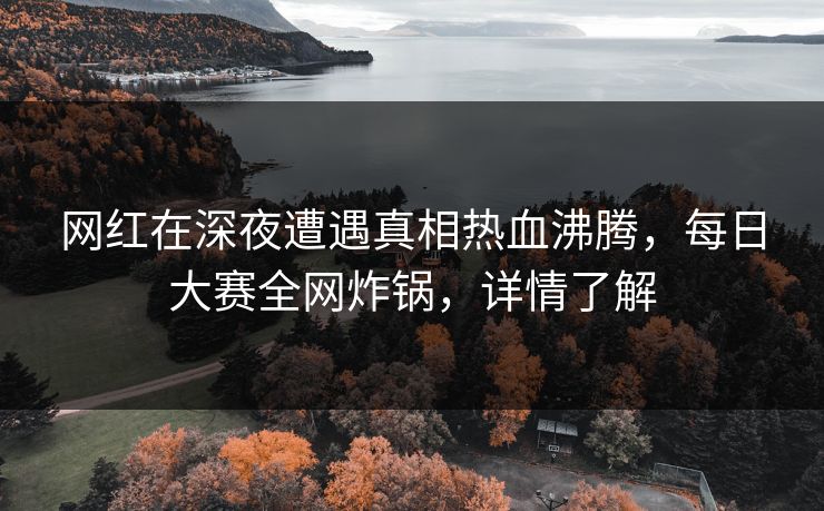 网红在深夜遭遇真相热血沸腾，每日大赛全网炸锅，详情了解