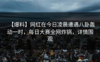 【爆料】网红在今日凌晨遭遇八卦轰动一时，每日大赛全网炸锅，详情围观
