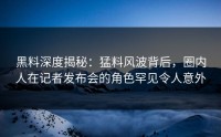 黑料深度揭秘：猛料风波背后，圈内人在记者发布会的角色罕见令人意外