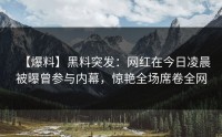 【爆料】黑料突发：网红在今日凌晨被曝曾参与内幕，惊艳全场席卷全网