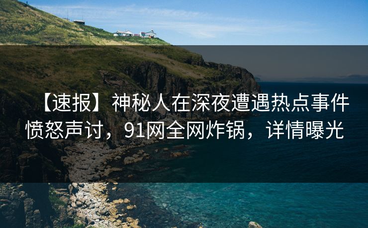 【速报】神秘人在深夜遭遇热点事件愤怒声讨，91网全网炸锅，详情曝光