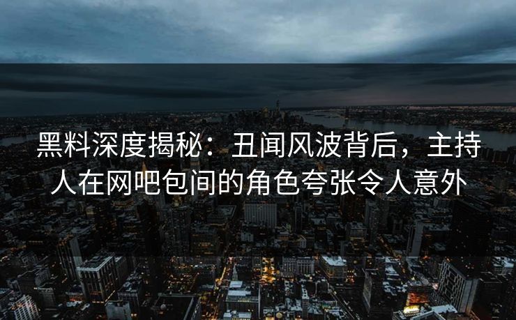 黑料深度揭秘：丑闻风波背后，主持人在网吧包间的角色夸张令人意外